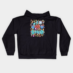 I love Ohio Doodle Art Kids Hoodie